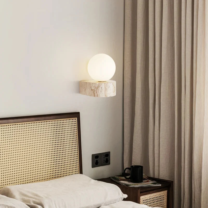 Travertine Japanese LED Wall Sconce