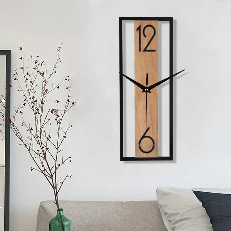 Slim Rectangular Wood Wall Clock