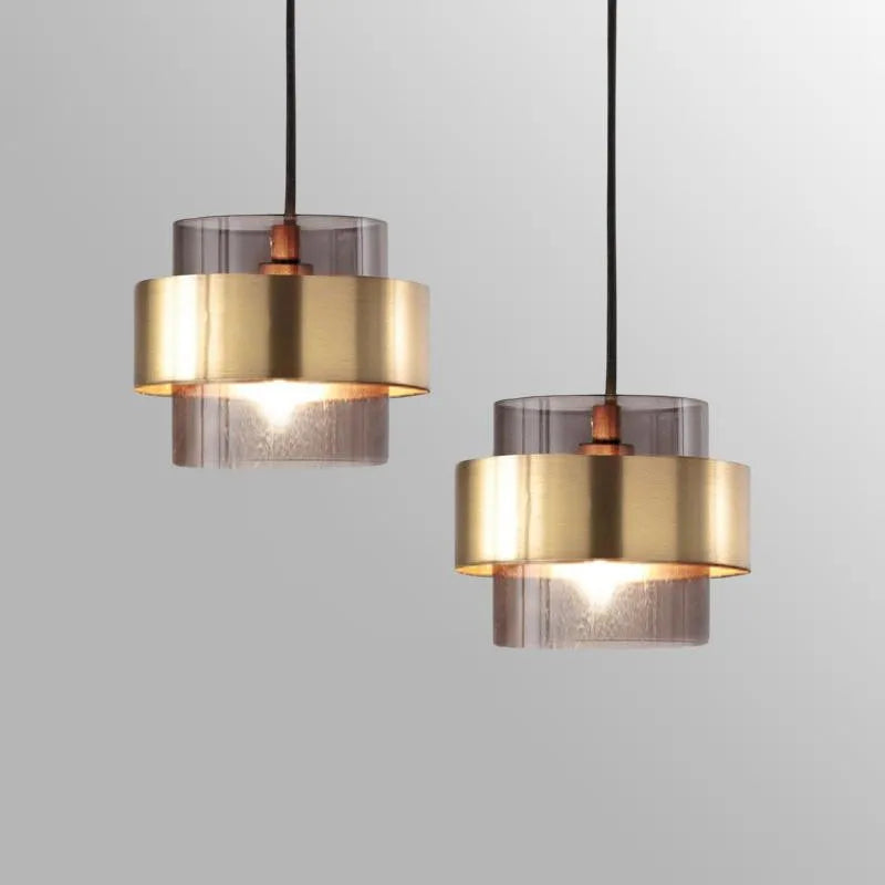 Brass Cylinder Glass Pendant Light