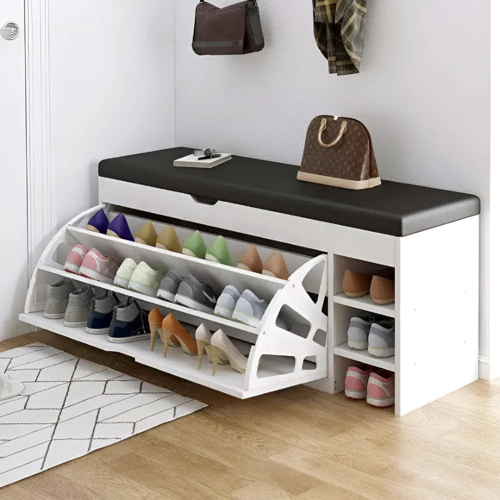 Folding Shoe Rack Storage Bench Cabinet