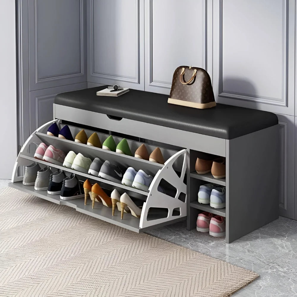 Folding Shoe Rack Storage Bench Cabinet