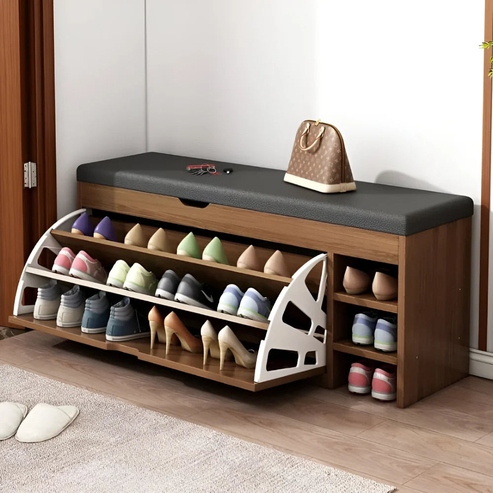 Folding Shoe Rack Storage Bench Cabinet