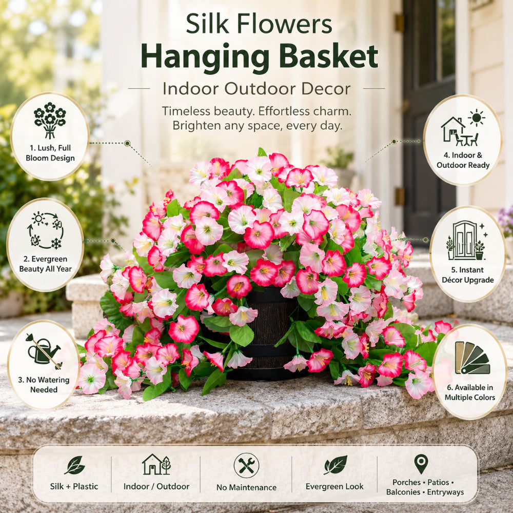 Silk Flower Hanging Basket Display