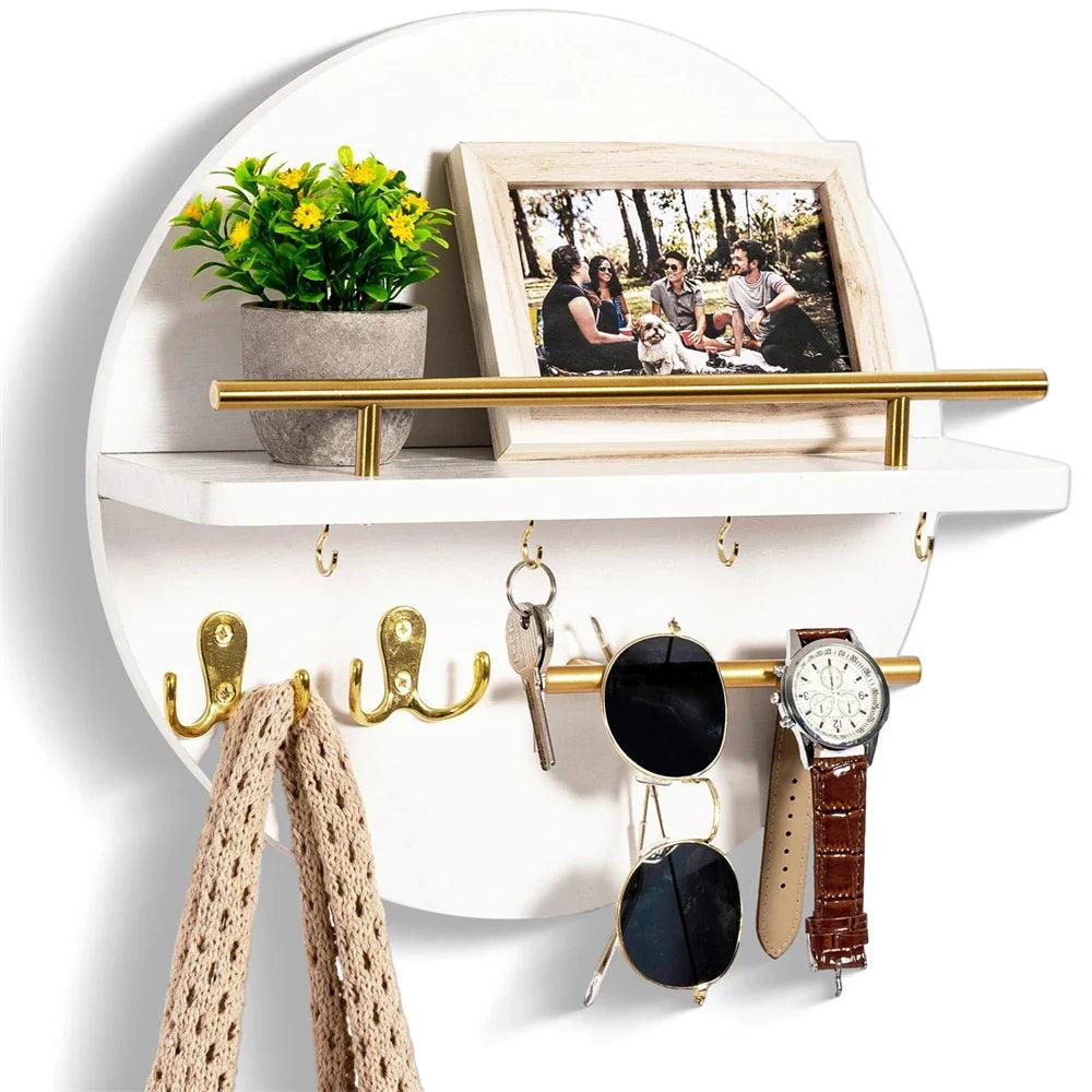 Round Wooden Wall Key Holder