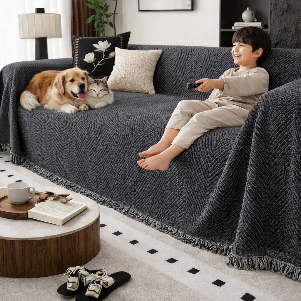 Herringbone Non-Slip Sofa Cover