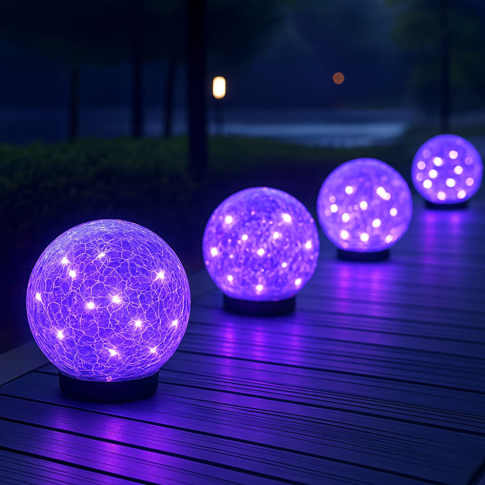 Solar Crackle Glass Orb Path Light