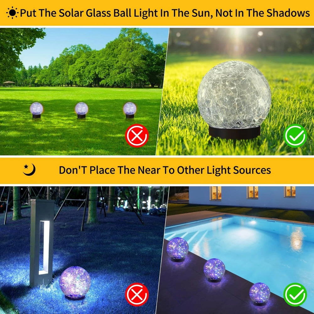 Solar Crackle Glass Orb Path Light