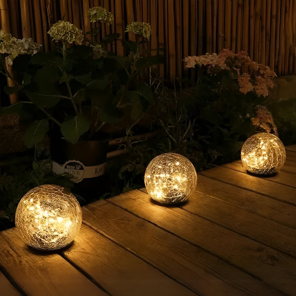 Solar Crackle Glass Orb Path Light