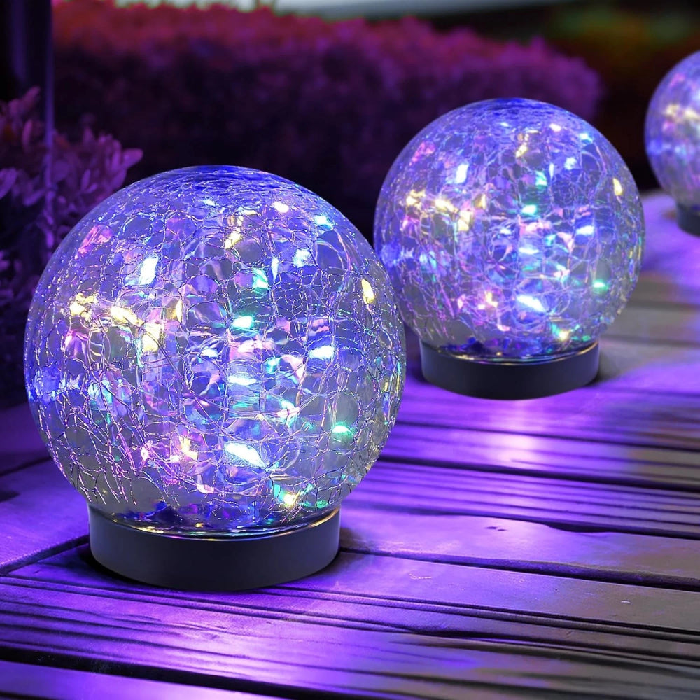 Solar Crackle Glass Orb Path Light