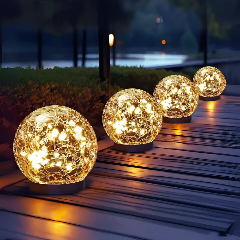 Solar Crackle Glass Orb Path Light