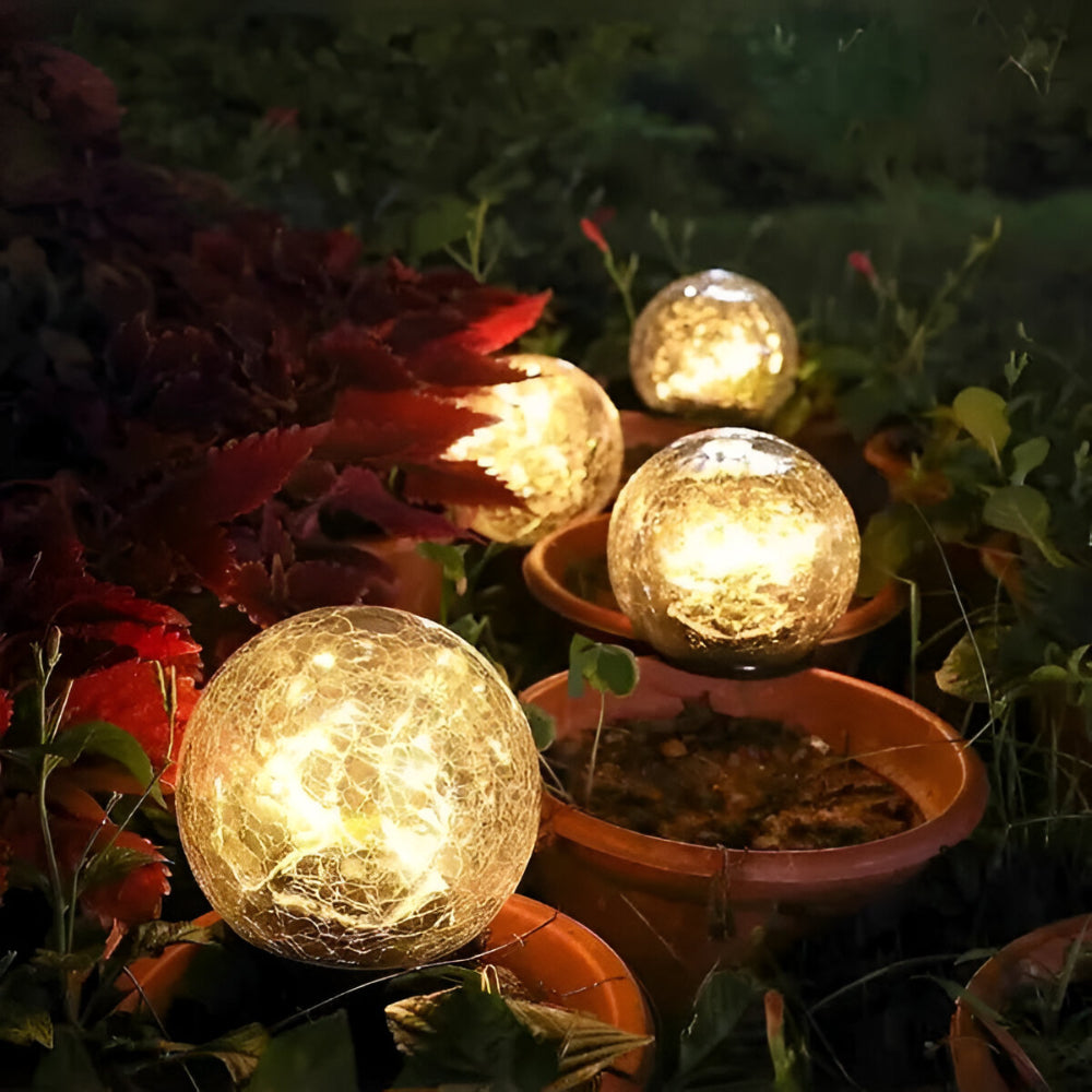 Solar Crackle Glass Orb Path Light