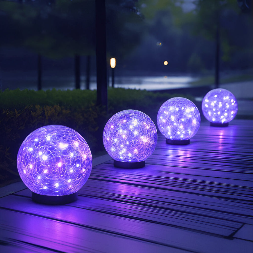 Solar Crackle Glass Orb Path Light