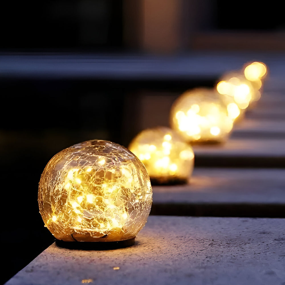 Solar Crackle Glass Orb Path Light