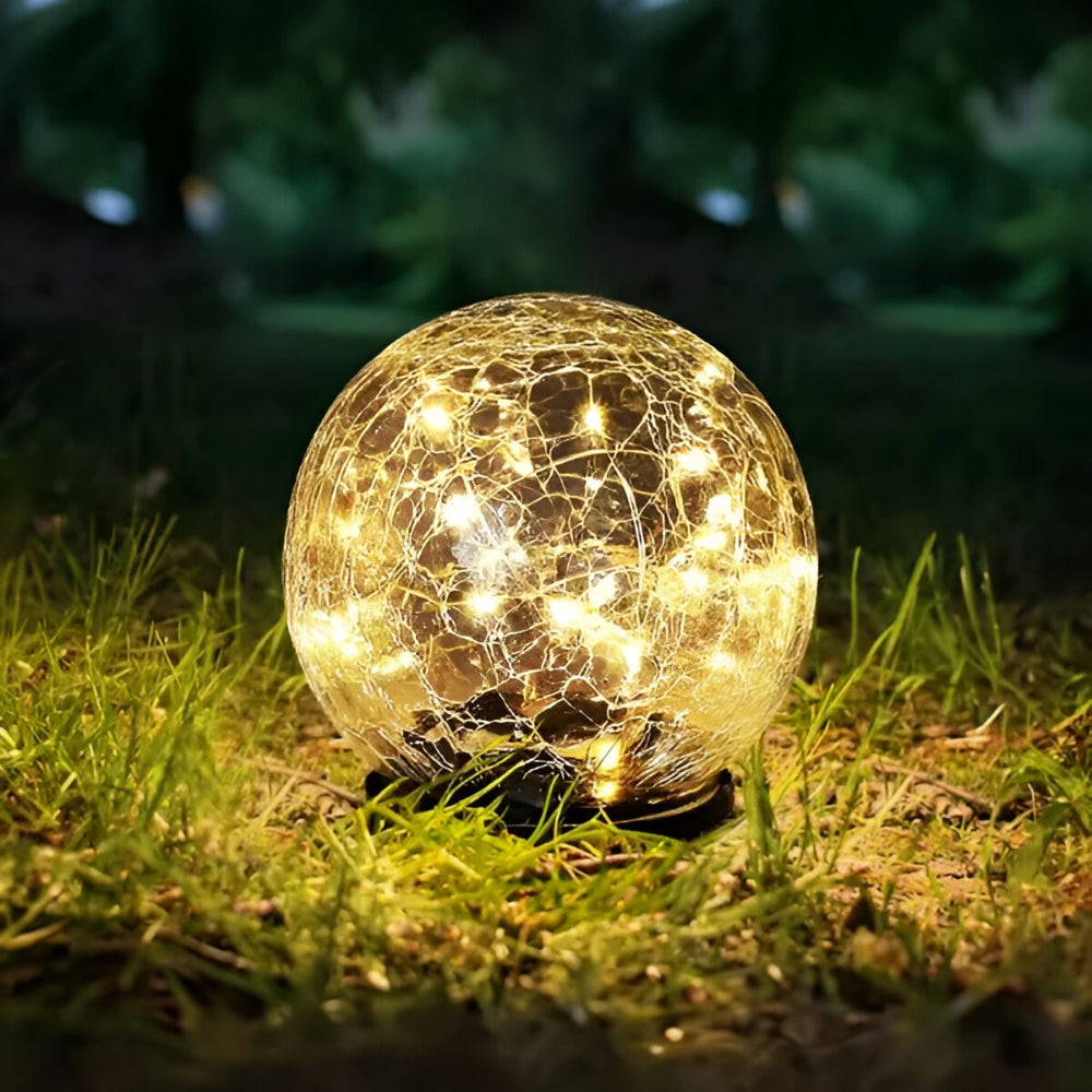 Solar Crackle Glass Orb Path Light