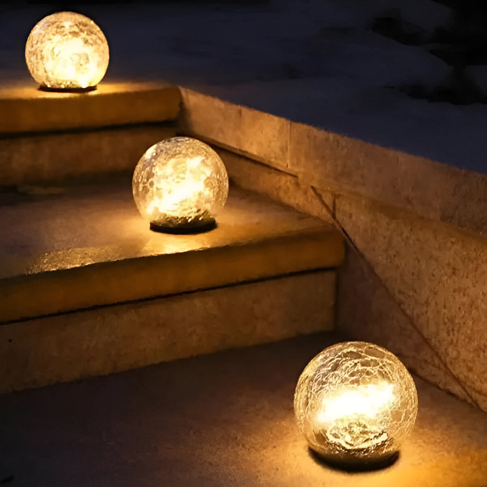 Solar Crackle Glass Orb Path Light