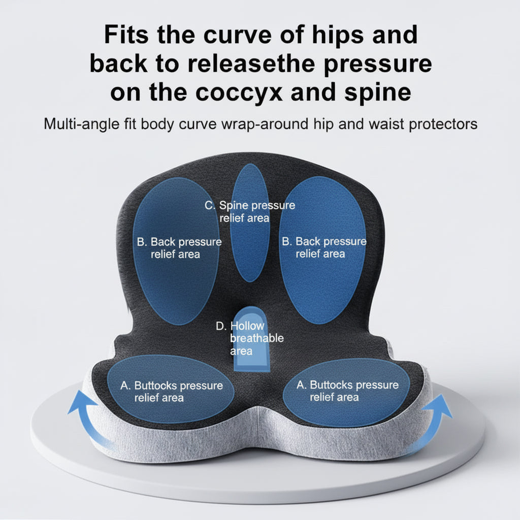 Memory Foam Back Support Chair Pad