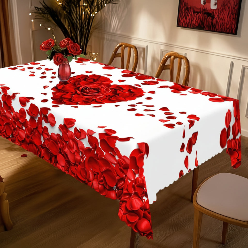 Rose Petal Heart Romantic Tablecloth