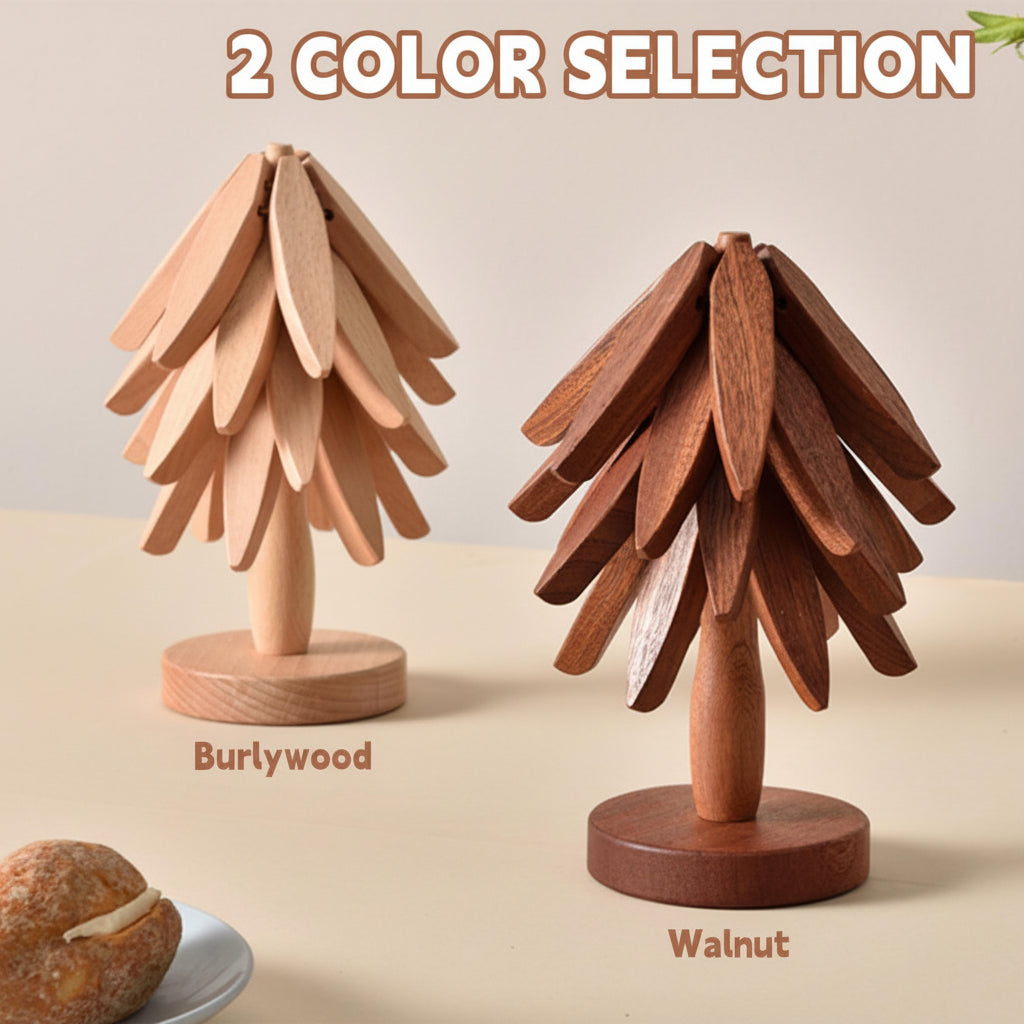 Folding Wooden Heat Resistant Trivet Set