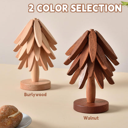 Folding Wooden Heat Resistant Trivet Set