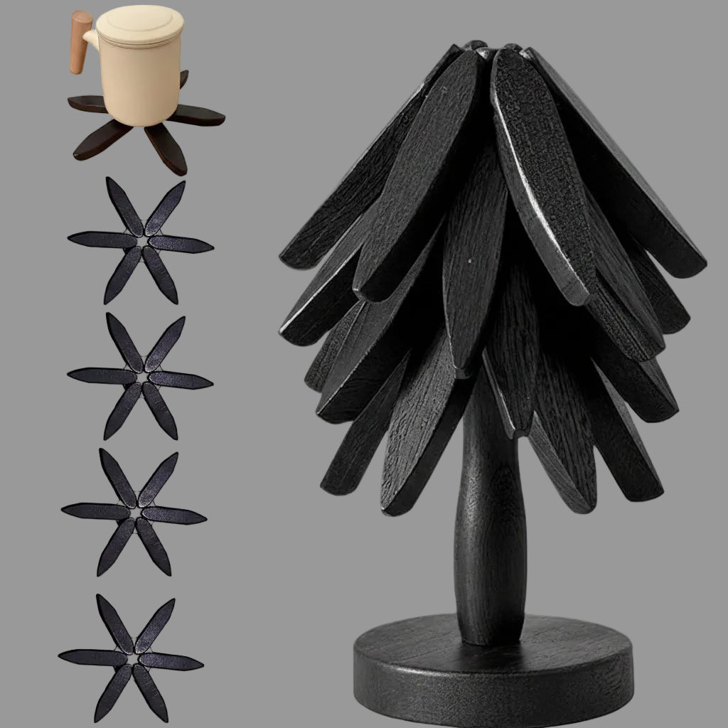 Folding Wooden Heat Resistant Trivet Set