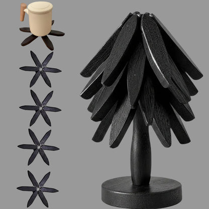 Folding Wooden Heat Resistant Trivet Set