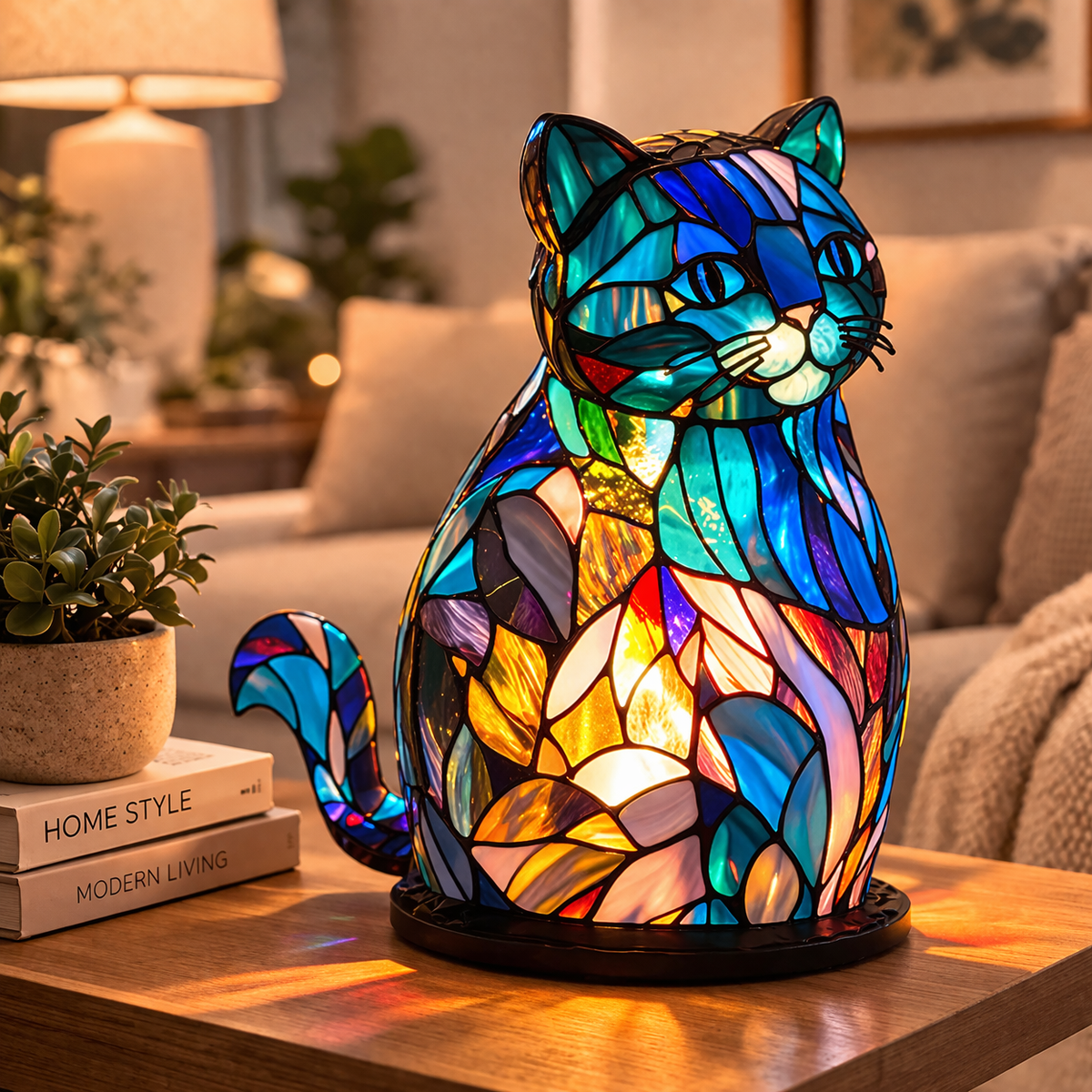 Stained Glass Style Animal Table Lamp
