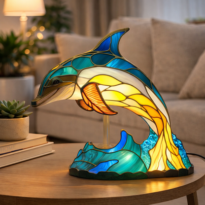 Stained Glass Style Animal Table Lamp