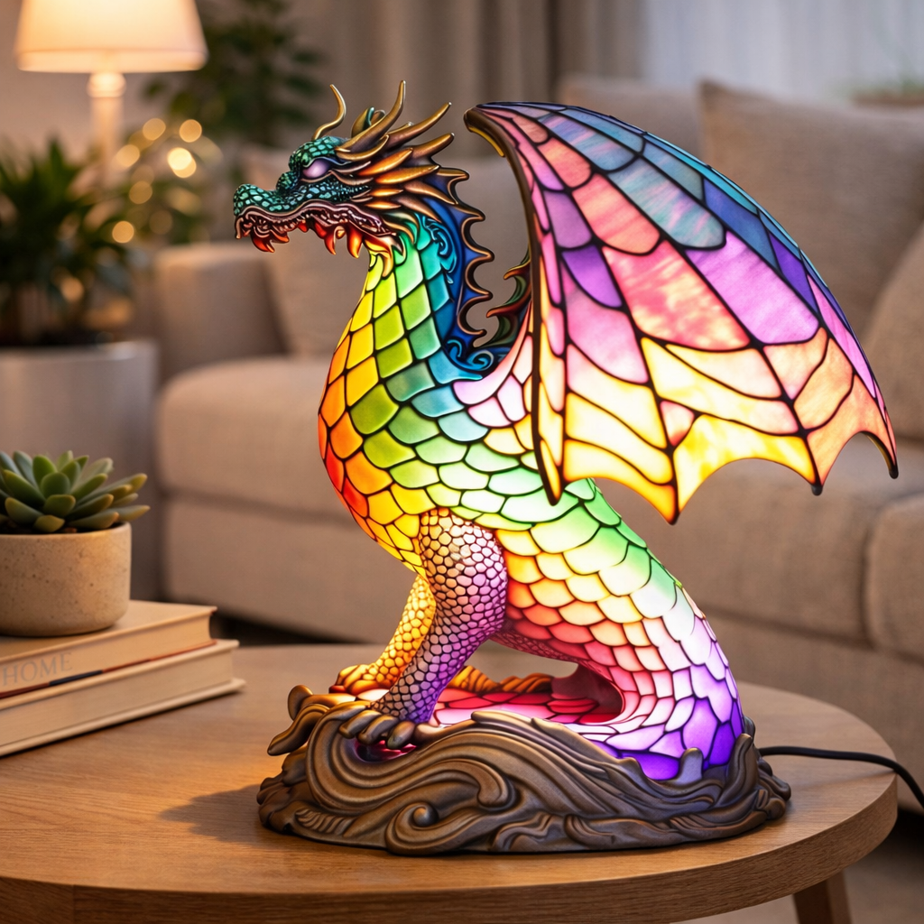 Stained Glass Style Animal Table Lamp
