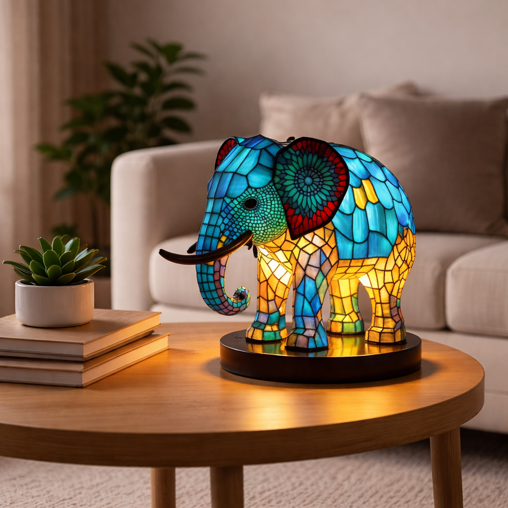 Stained Glass Style Animal Table Lamp