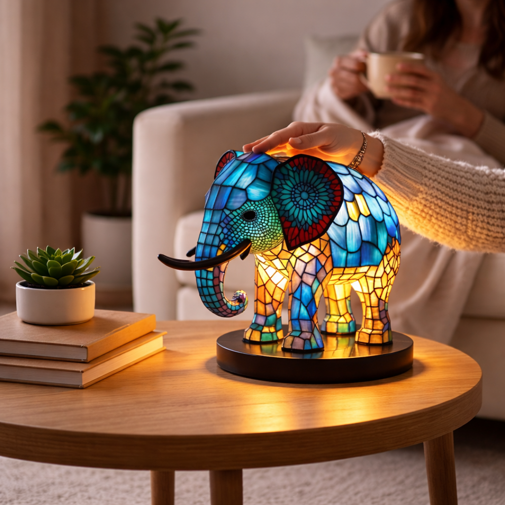 Stained Glass Style Animal Table Lamp