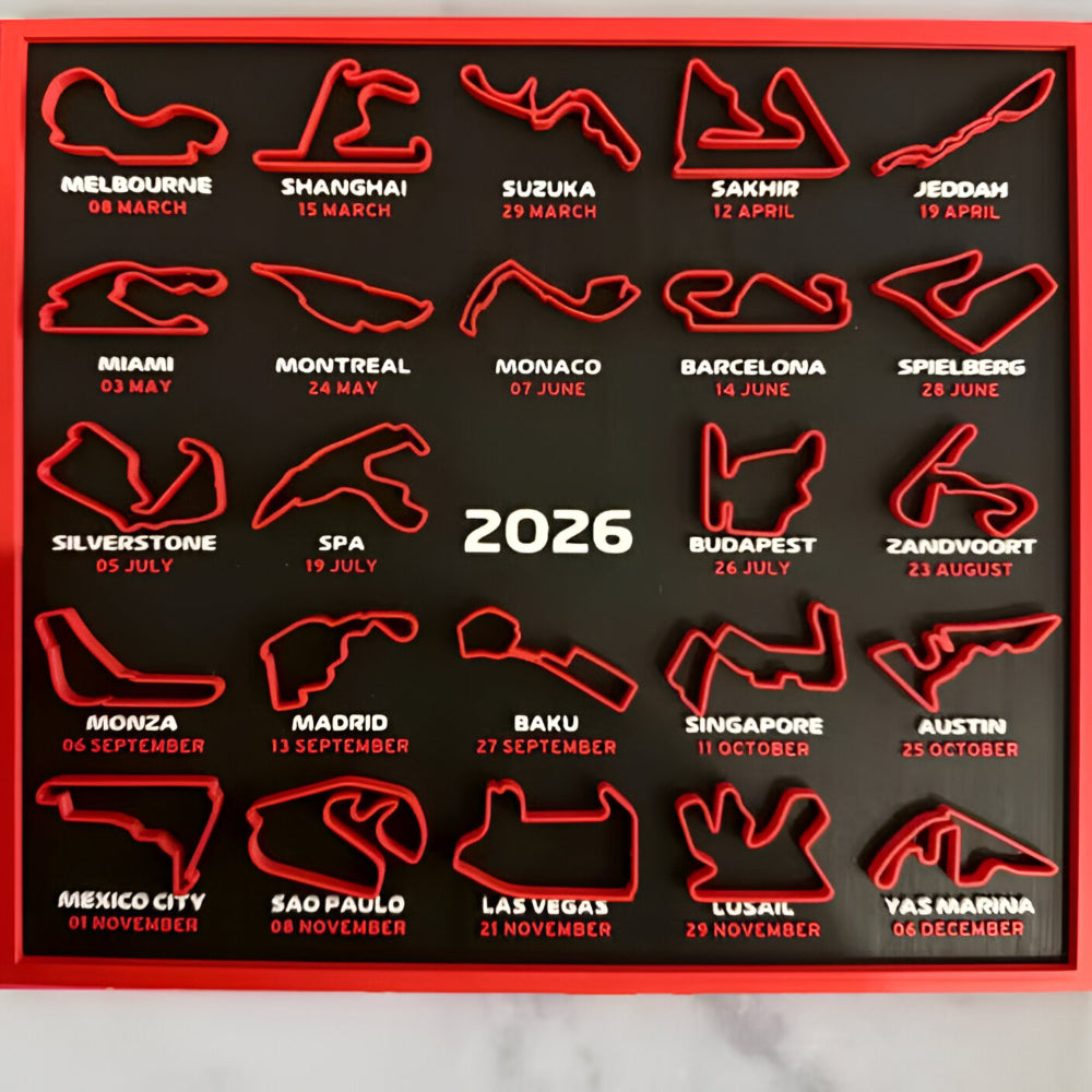 Racing Track Wall Calendar Board 2026