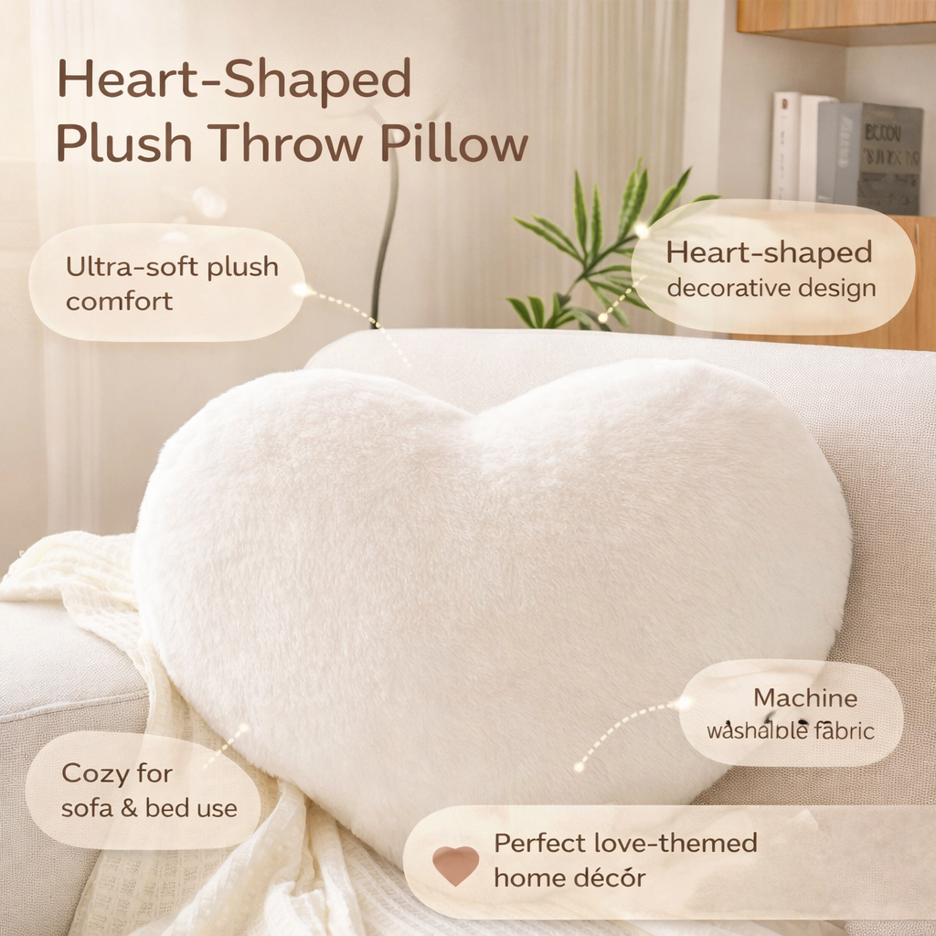 Heart Shaped Plush Sofa Cushion