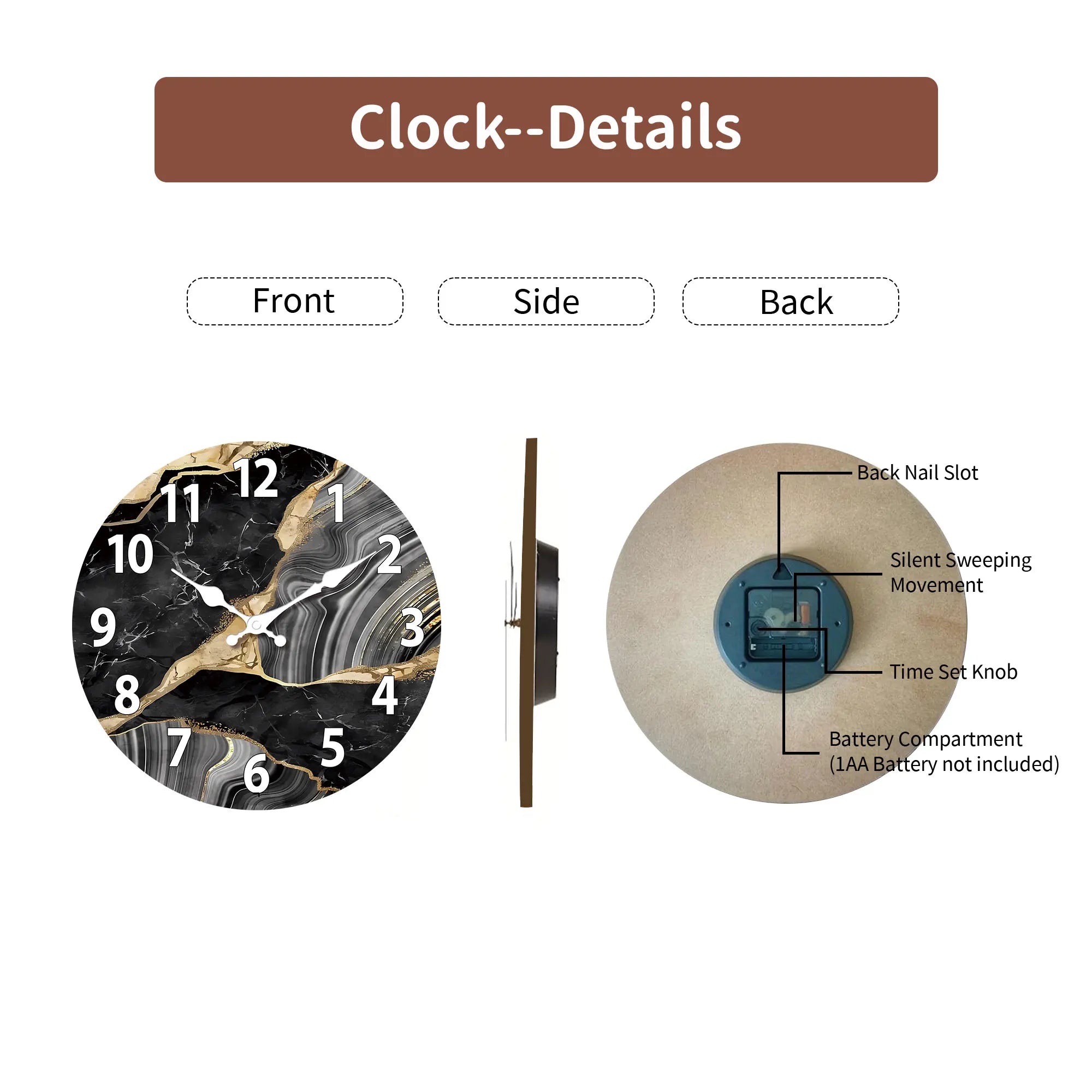 MarbellaTime Marble Wall Clock