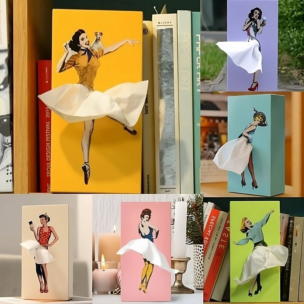 Tissue Box Cover Flying Skirt Decorative Holder for Home Office 6