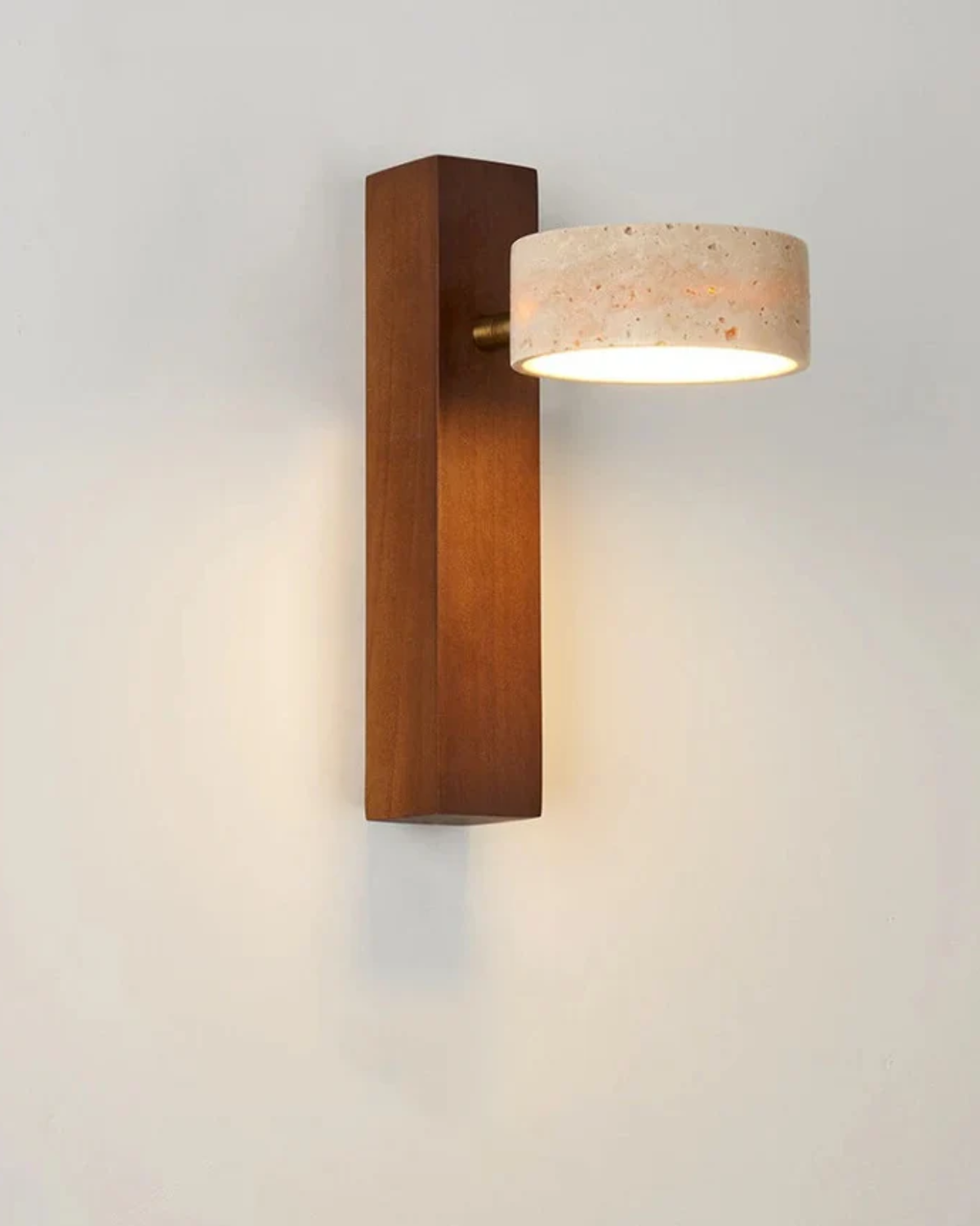 Travertine Stone & Wood Wall Lamp