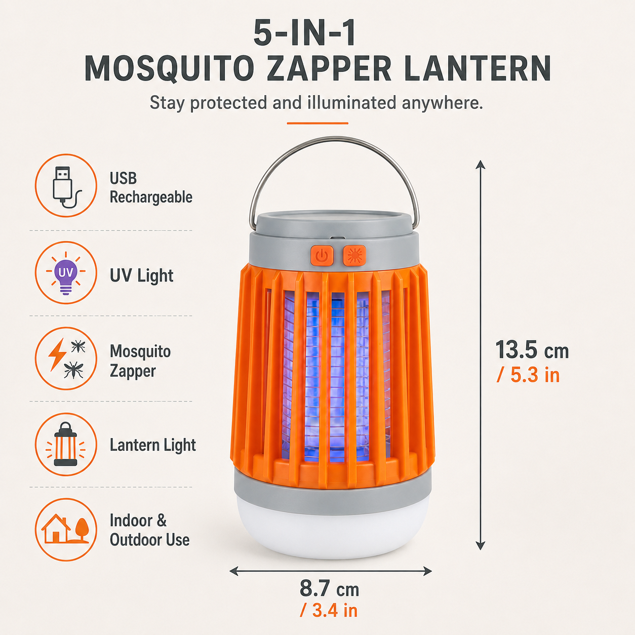 Rechargeable UV Mosquito Zapper Lantern