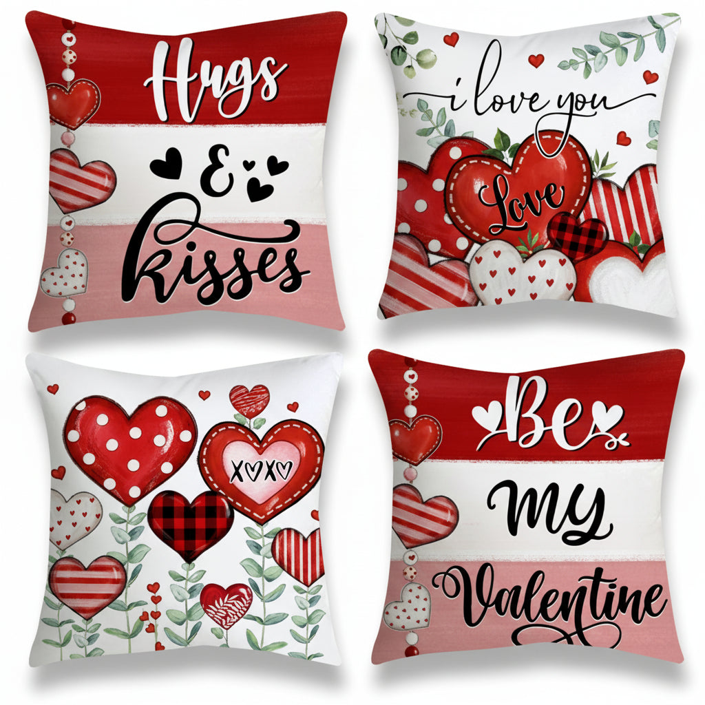 Valentine Heart Print Cushion Cover Set