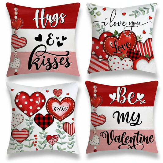 Valentine Heart Print Cushion Cover Set