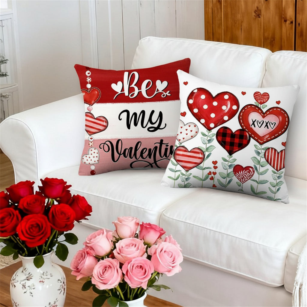 Valentine Heart Print Cushion Cover Set