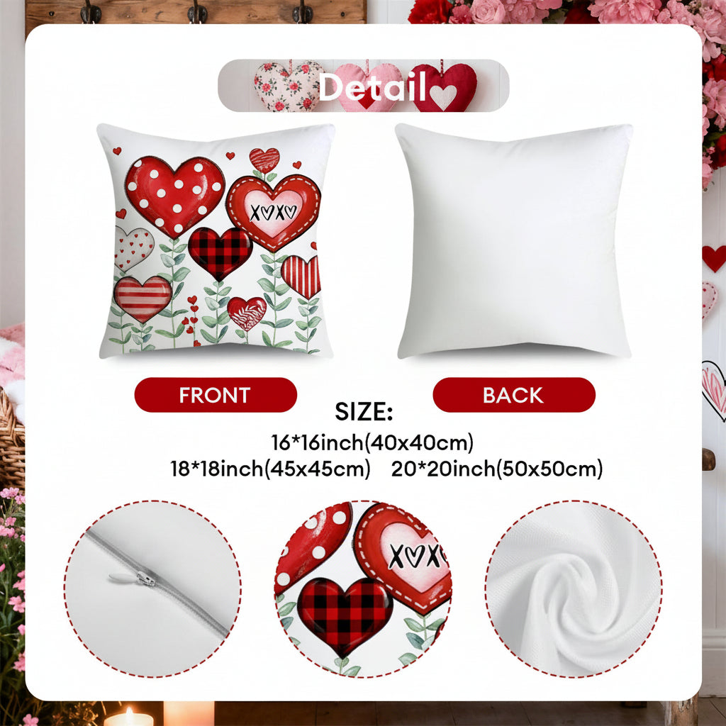 Valentine Heart Print Cushion Cover Set