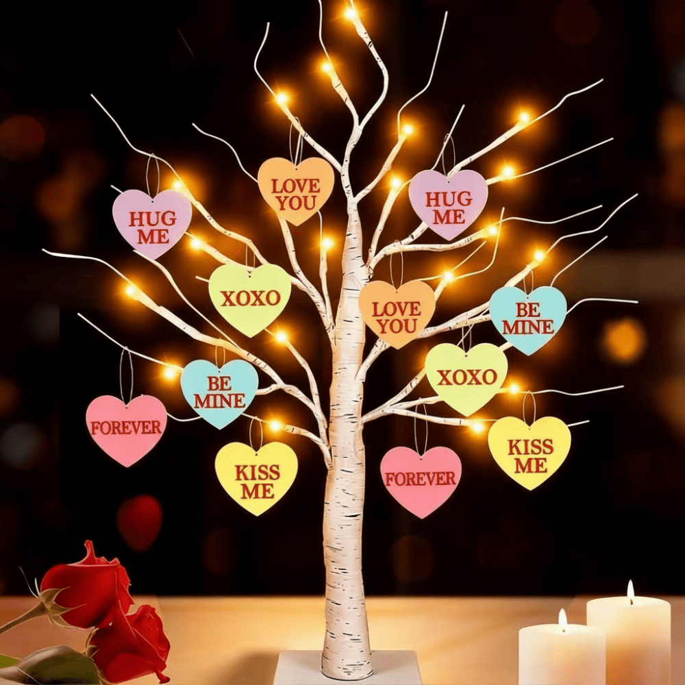 LED Heart Ornament Tree Table Lamp