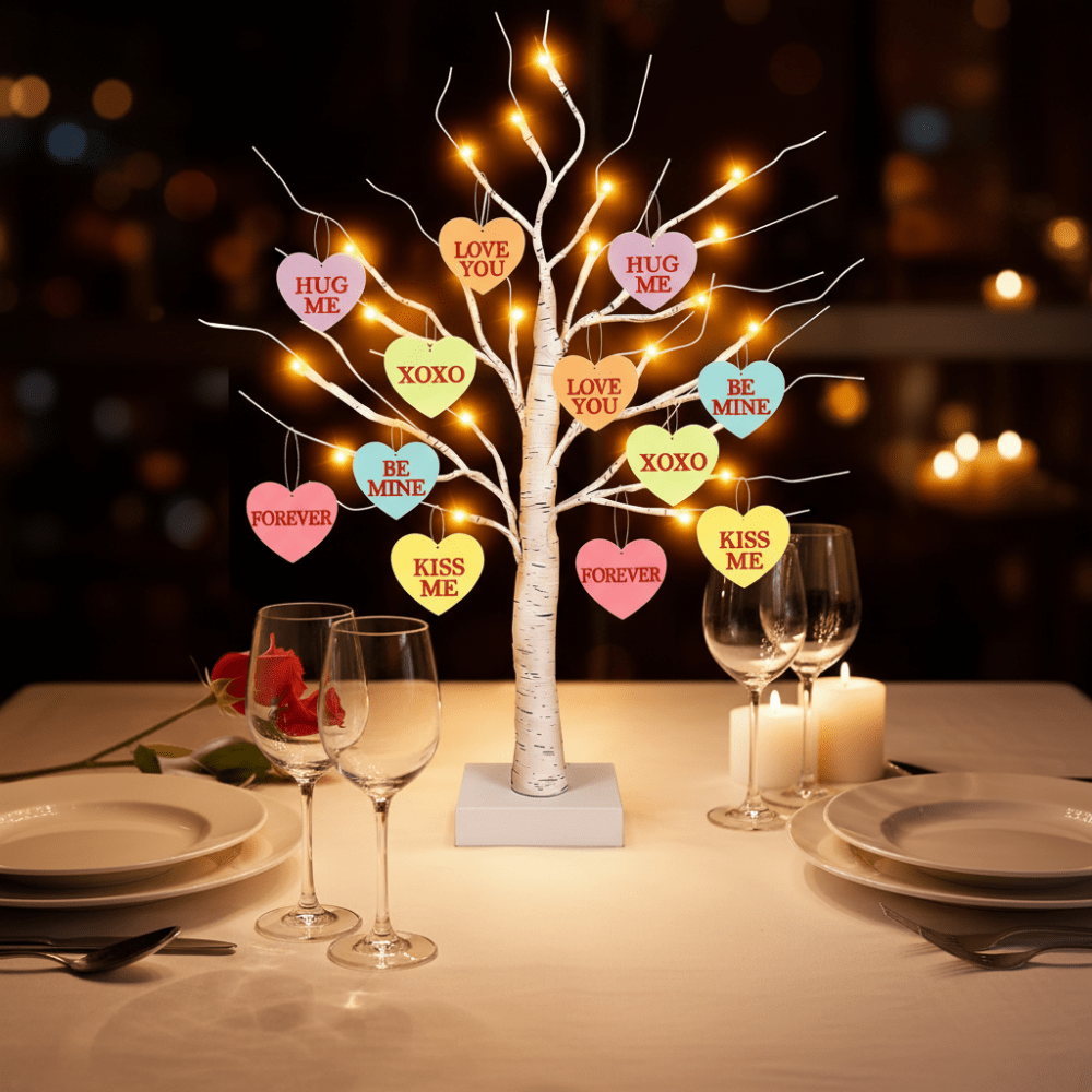LED Heart Ornament Tree Table Lamp