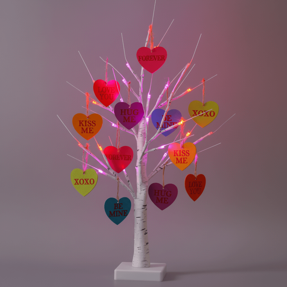 LED Heart Ornament Tree Table Lamp