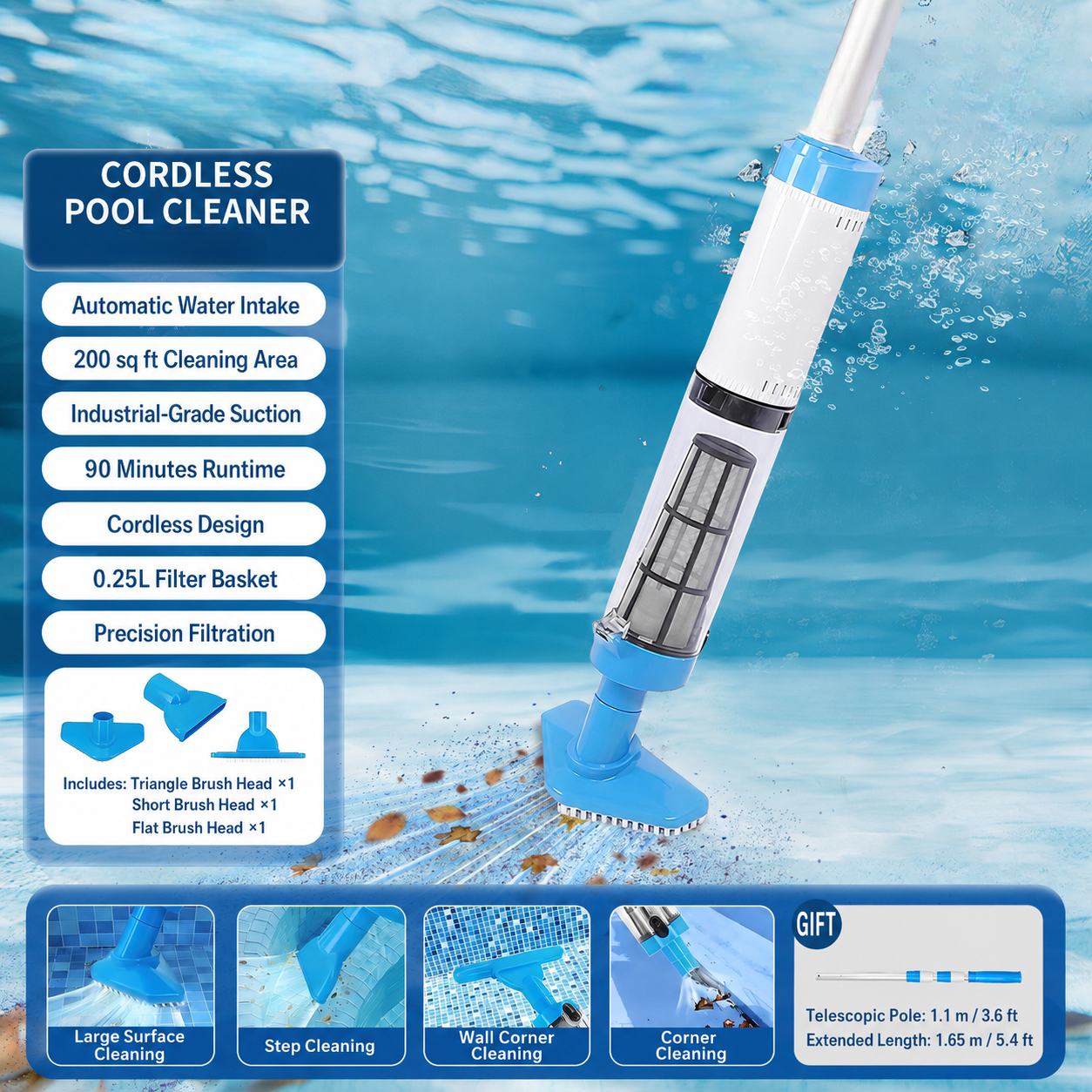 Cordless Rechargeable Handheld Pool Vacuum