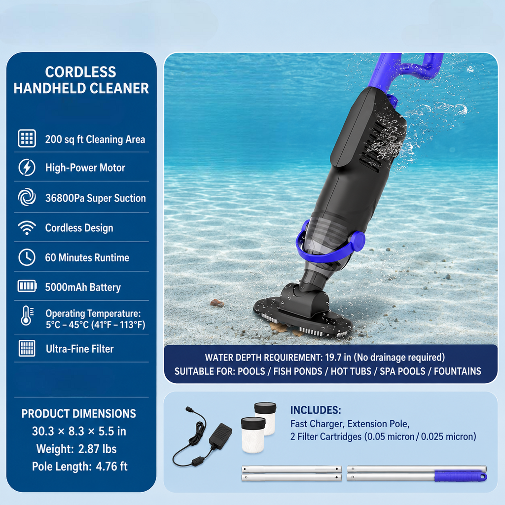 Cordless Rechargeable Handheld Pool Vacuum