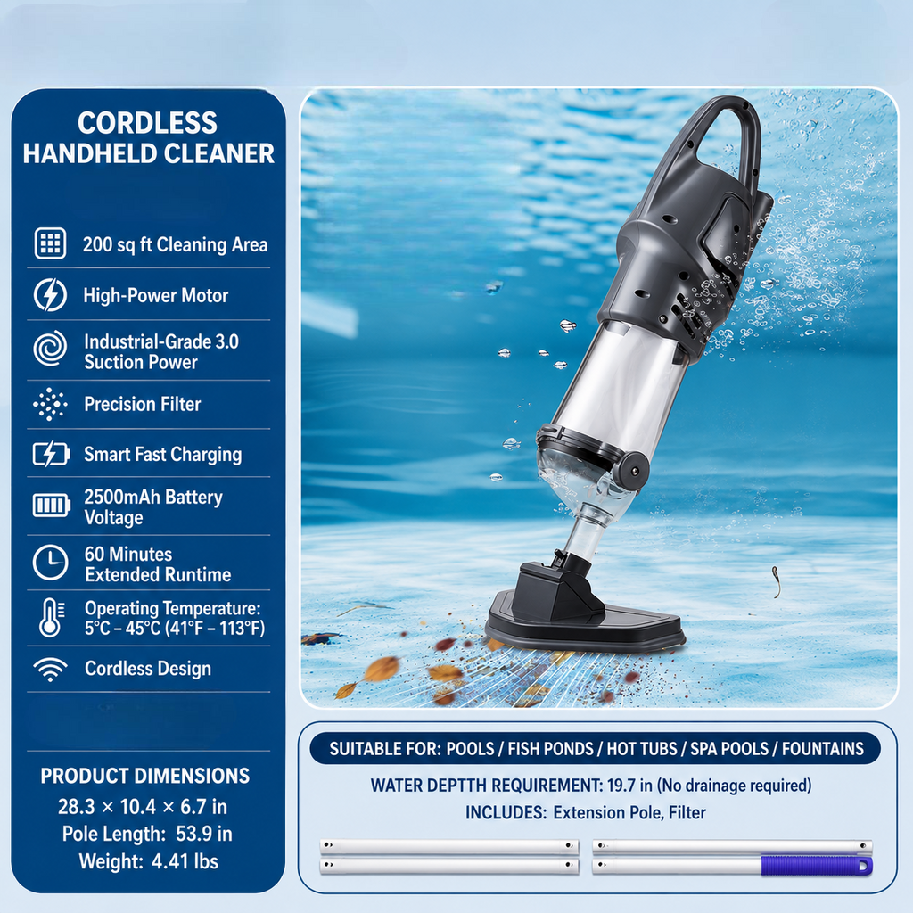 Cordless Rechargeable Handheld Pool Vacuum