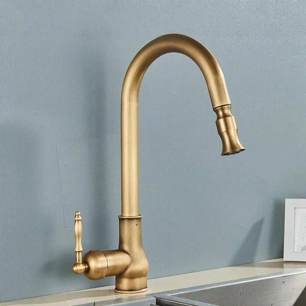 Vintage Brass Swivel Spout Kitchen Mixer