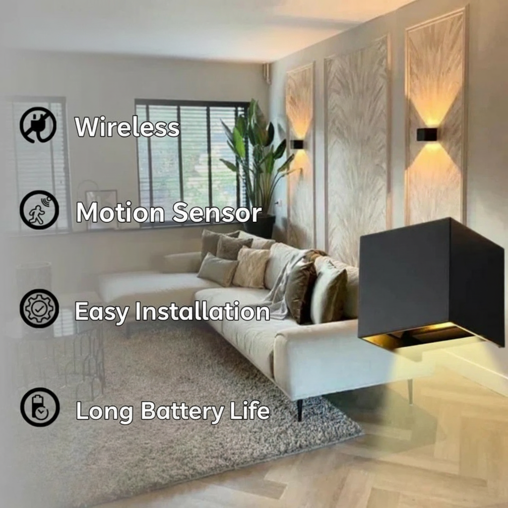 Motion Sensor Rechargeable Cube Wall Light