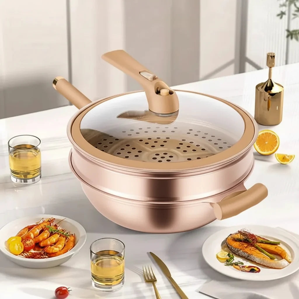 Nonstick Wok Pan with Steamer Lid