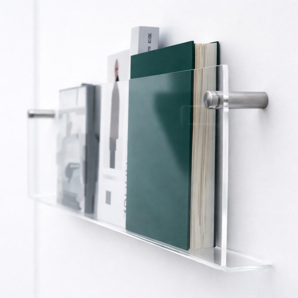Acrylic Floating Wall Magazine Shelf
